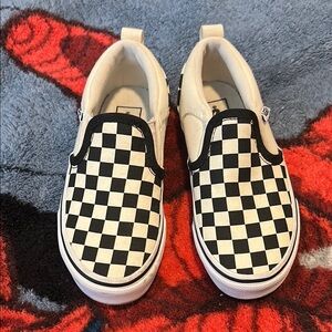 Vans Kids Checkered Slip-On Sneakers - Black and White